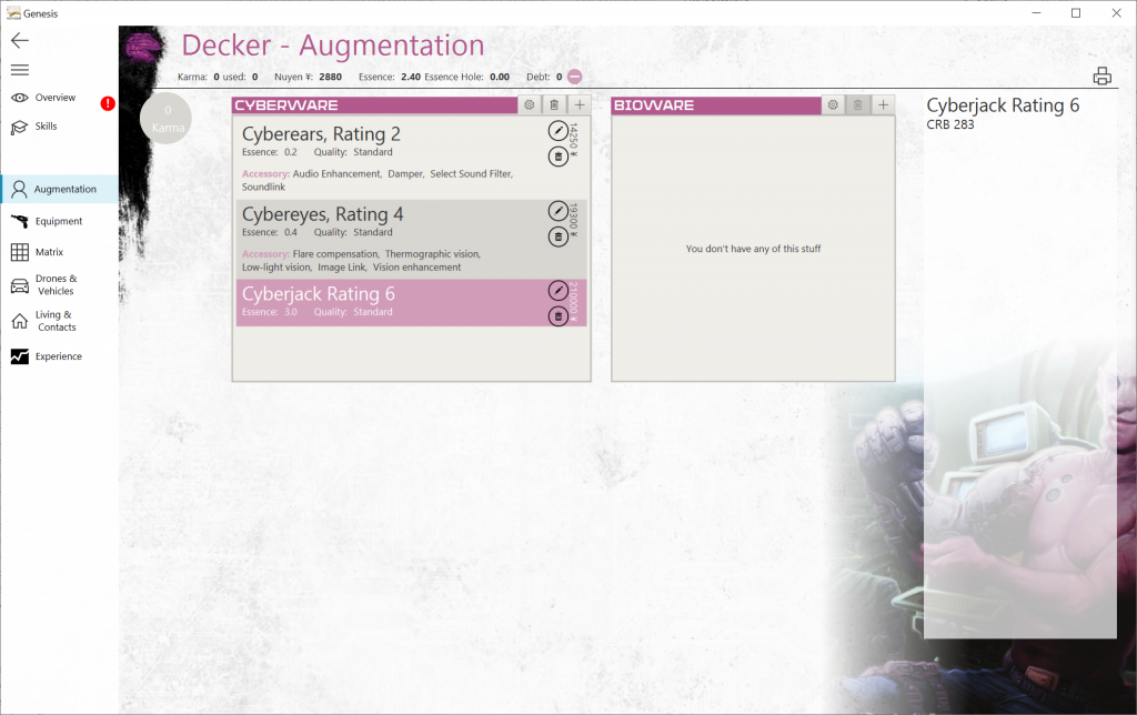 Shadowrun 6 – RPGFramework – A roleplaying toolset