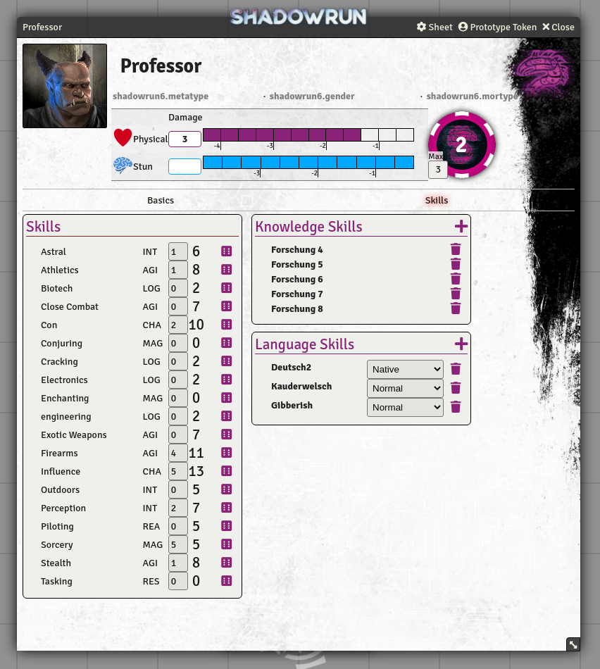 Shadowrun 6 Foundry Game System – RPGFramework – A roleplaying toolset